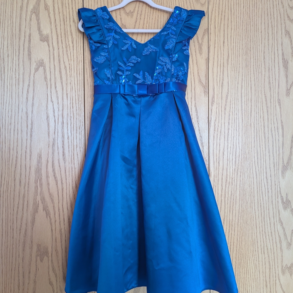 Blue Satin And sequin Dress 👗